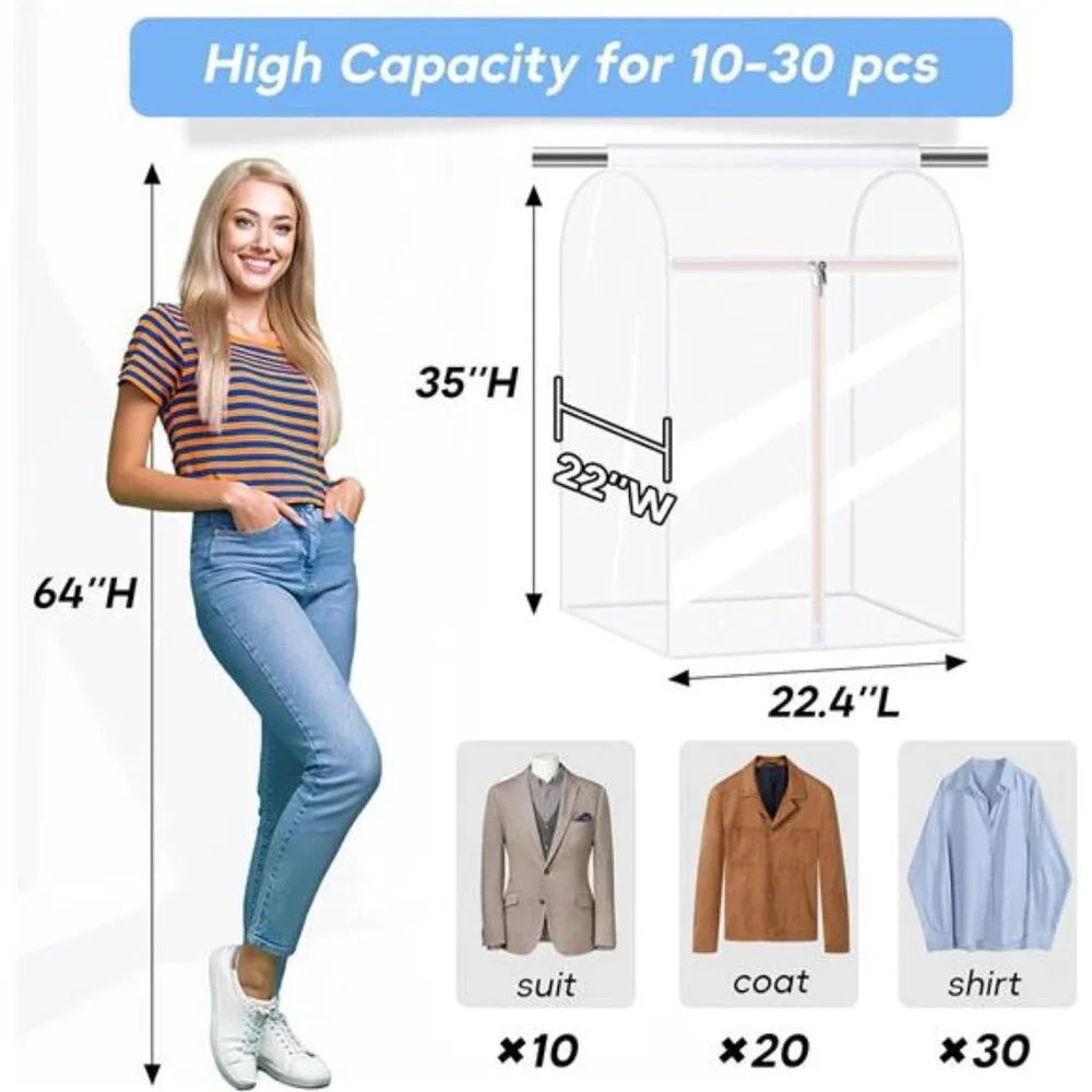 Large Hanging Garment Bags Clear Closet Clothes Storage Suit Coat Protector